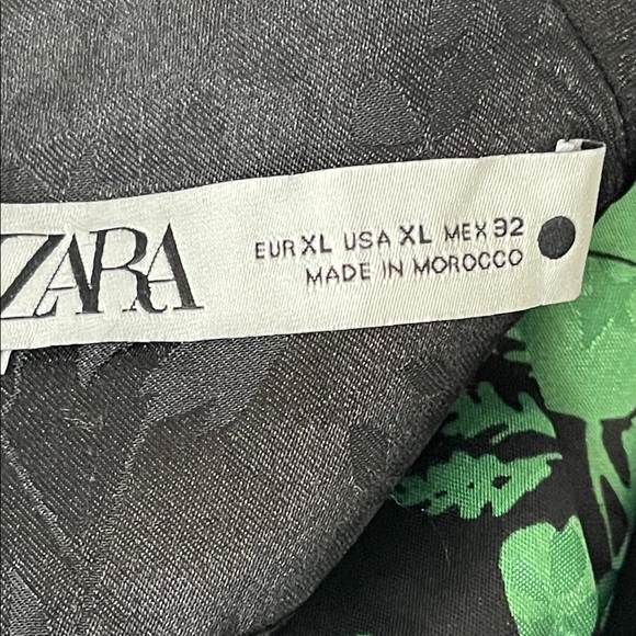 Zara Long Sleeve Black Green Jacquard Floral Print Mini Dress  Size XL - Picture 4 of 13